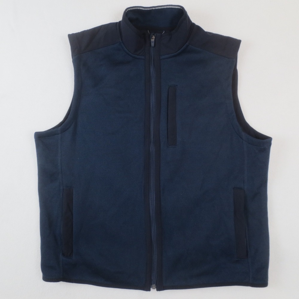 Vineyard Vines Vest Mens L Navy Mountain Sweater Fleece Full Zip Outdoor Hiking